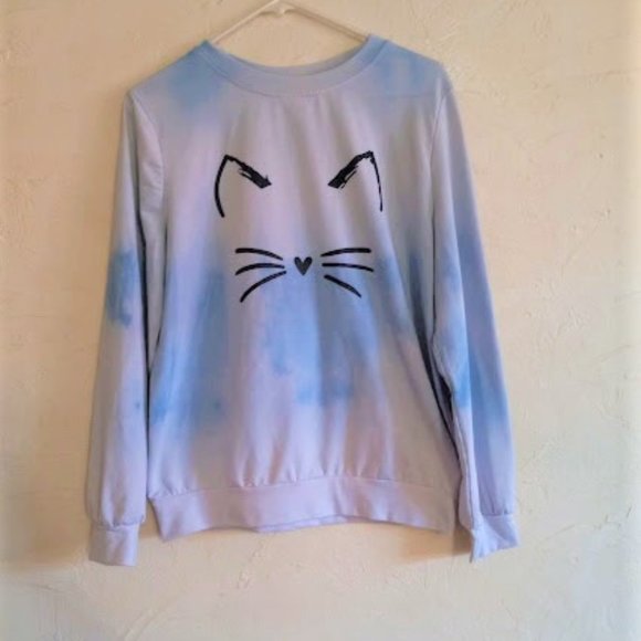 Blue Sky Custom Cat Sweat shirt-One of a kind - Picture 1 of 2